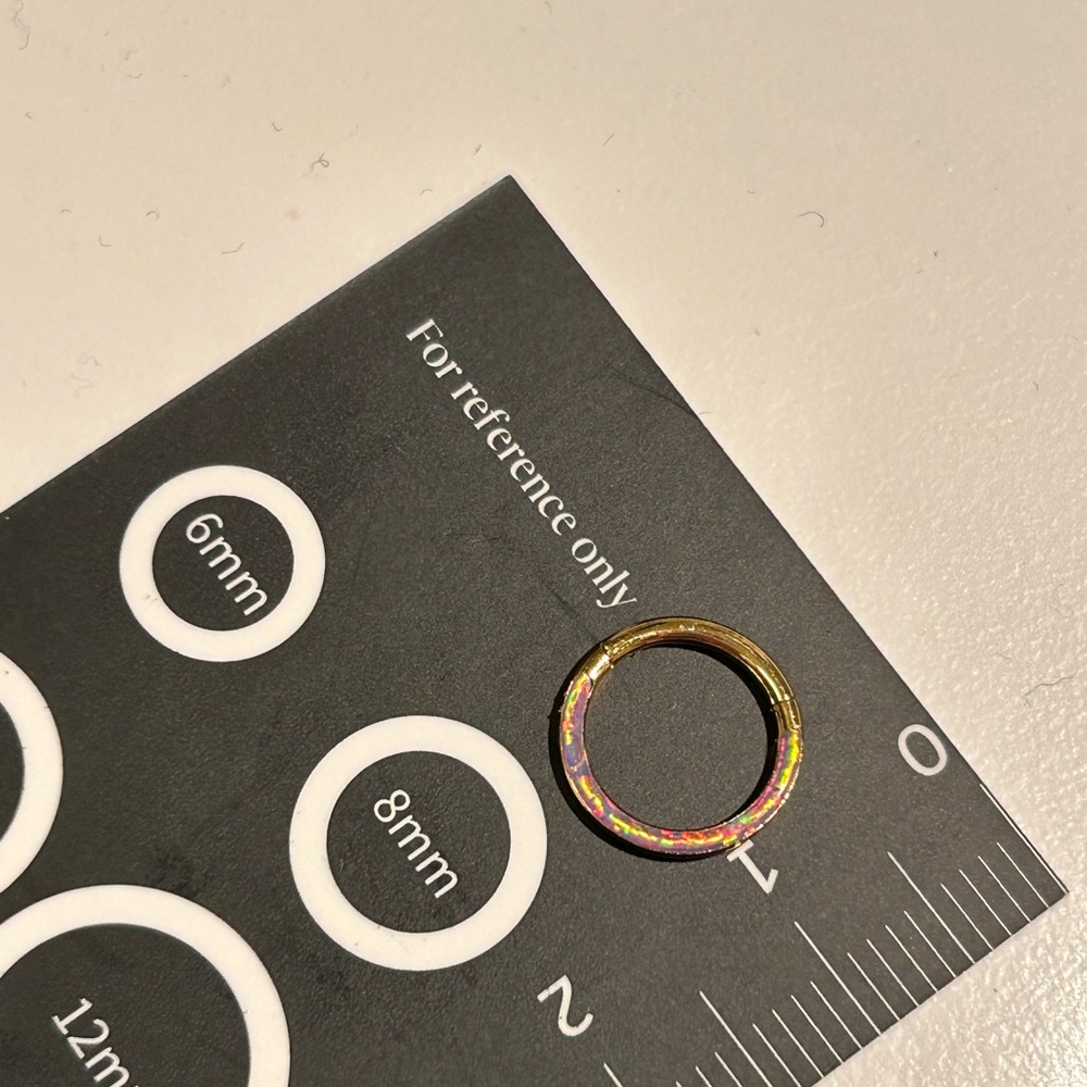 Gold “fire opal” septum ring or ear ring (8mm)